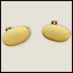 Vintage 80s Napier Cream Enamel Screw Back Earrings